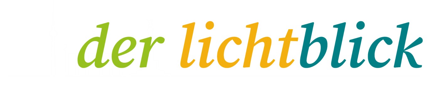 Text in bunten Buchstaben: "der lichtblick" mit einem spielerischen Schriftstil.