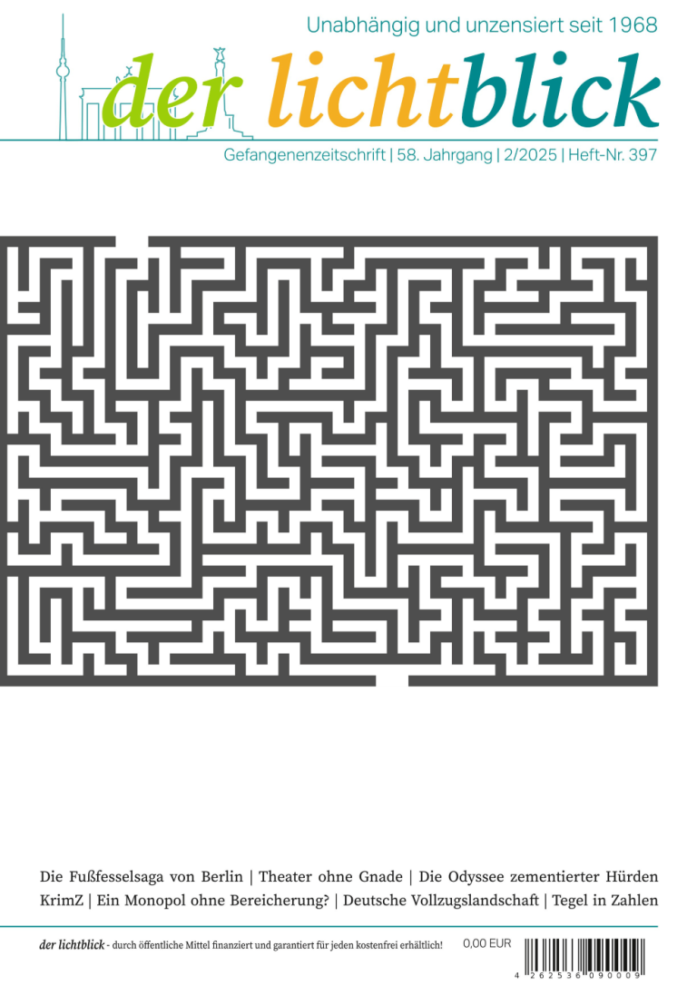 Ein Labyrinth auf dem Cover der Publikation "der lichtblick".